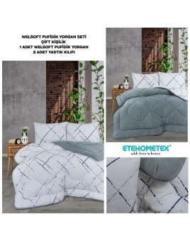 ETE HOMETEX ÇİFT KİŞİLİK LÜX WELSOFT YORGAN SETİ 195X215CM YANSIMA GRİ 8696474232009